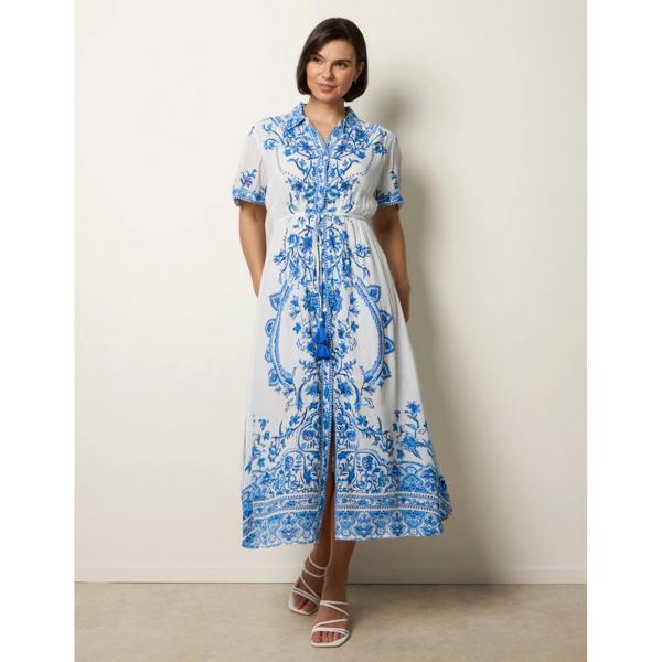 Blue Vanilla Floral Blue Print Drawstring Dress