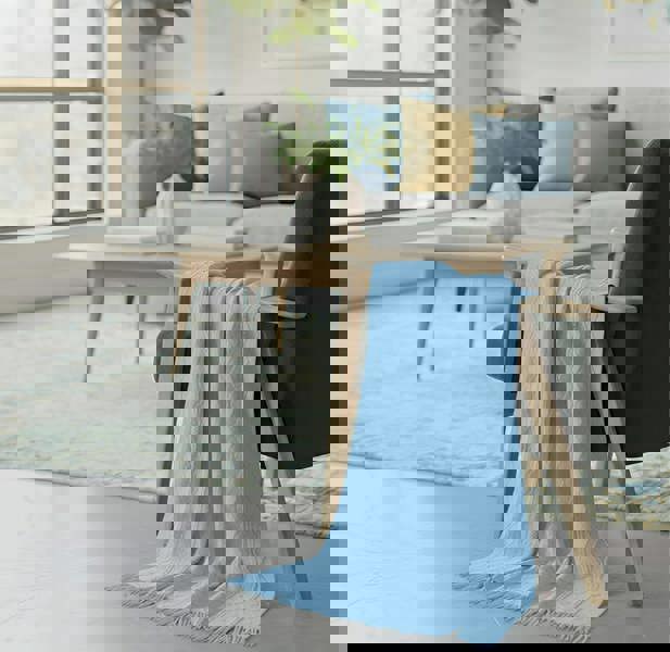 Anyhouz Anycozy Sky Blue Faux Cashmere Throw Blanket Diamond Knit 130x230cm