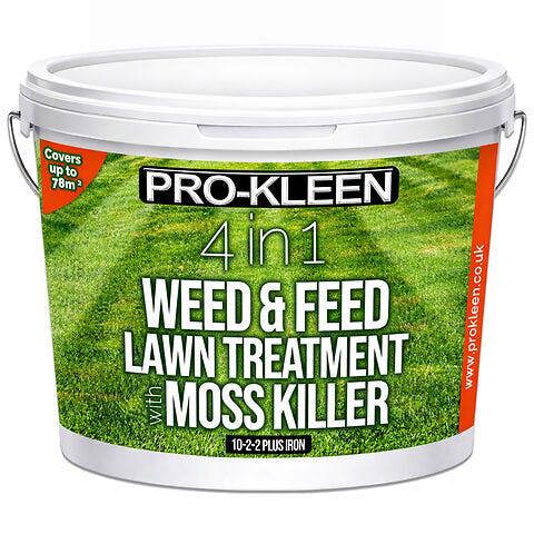ProKleen Pro-Kleen 4 in 1 Weed and Feed Lawn Treatment with Moss Killer - Greens Grass, Kills Weeds & Moss & Fertilises Grass 2.5kg