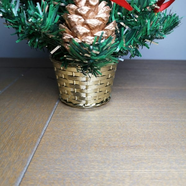 Samuel Alexander 30cm Premier Green Mini Christmas Tree Decorated in Red & Gold