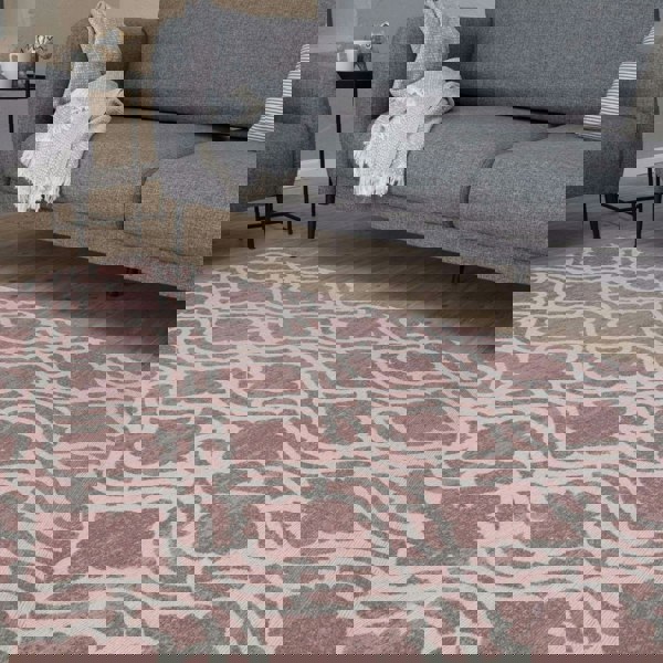 Machine Washable Flatweave Moroccan Rug Pink