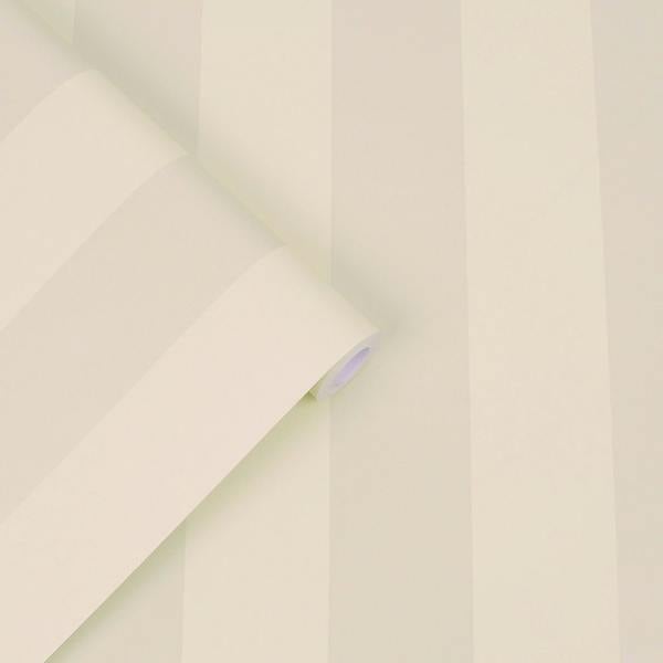 Laura Ashley Lille Stripe Pearlescent Wallpaper - Linen - 10m
