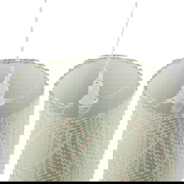 Duck Egg and Cream Geometric Designer Lamp Shade in Textured Jacquard Image 5