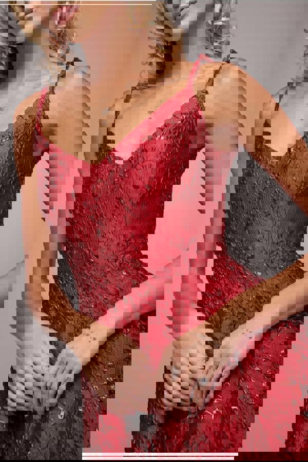 Jacquard Sleeveless A-line Mini Dress - Red DR3433