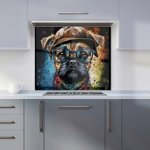 Warren Reed - Designer Border Terrier Dog Face Splashart Kitchen Splashback