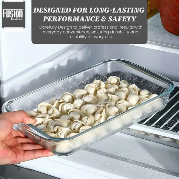Fusion Food Glass Baking Dish 3 Piece Set - 1000ml/1600ml/2200ml Borosilicate Glass Casserole Dishes for Oven, Freezer, Microwave & Dishwasher Safe