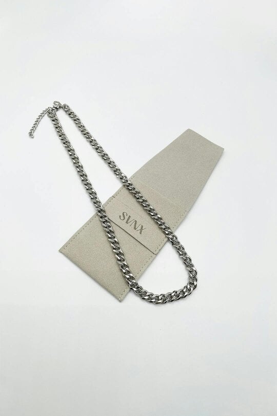 SVNX Woven Chain Necklace in Silver