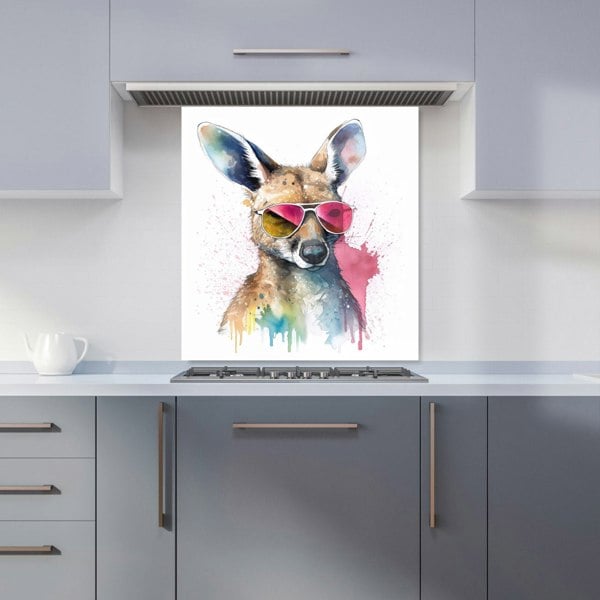 Warren Reed - Designer Wallaby In Pink Glasses Kitchen Splashback