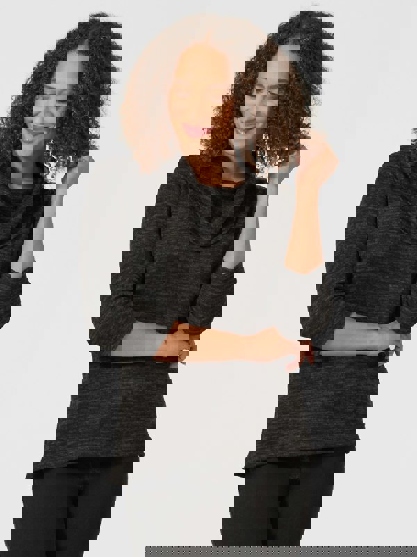 PennyPlain Cowl Neck Top - Charcoal