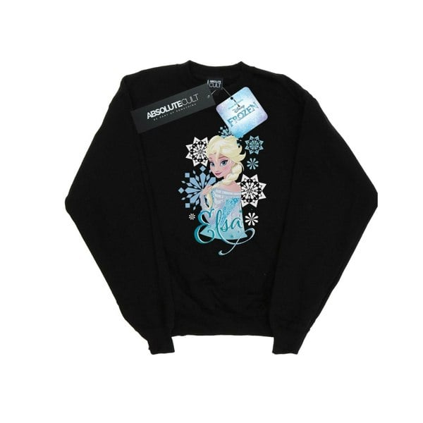 Disney Girls Frozen Elsa Snowflakes Sweatshirt - Black