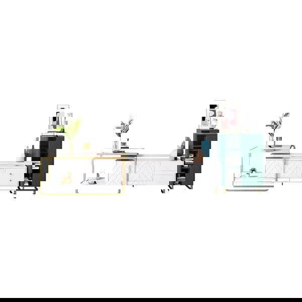 Adelaide TV Stand, White with sideboard rustic