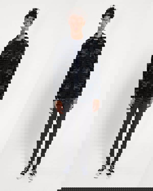 Larsson & Co Navy Jersey Aztec Print Casual Overshirt