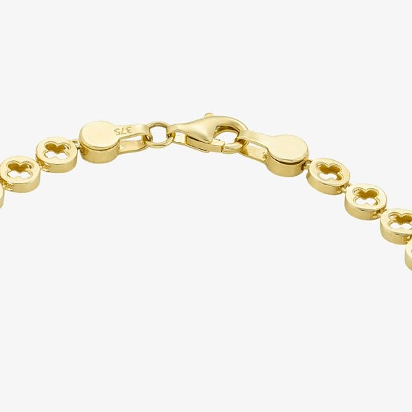 T. H. Baker 9ct Yellow Gold 7.5 Inch Stamped Open Flower Bracelet HSOB-290-9Y-7.5