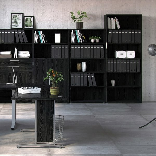 Furniture To Go Prima Bookcase 4 Shelves in Black Woodgrain