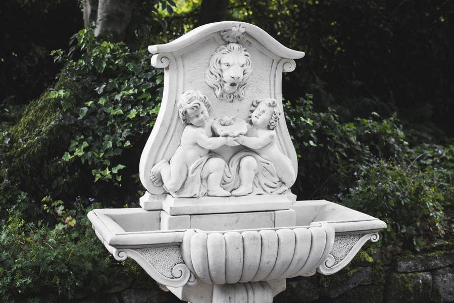 Large White Stone Wall Water Fountain