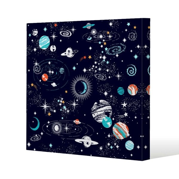 Benjamin Tate Design Space Galaxy constellation Slim Style Canvas Print  40x40cm , 15mm Slim Real wood.