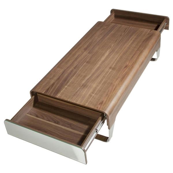 Angel Cerdá Rectangular Coffee Table Walnut and Chrome-plated Steel 2001