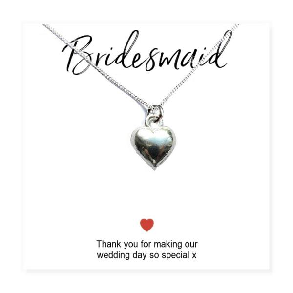 Aye Do Gifts Bridesmaids Heart Necklace & Thank You Gift Card