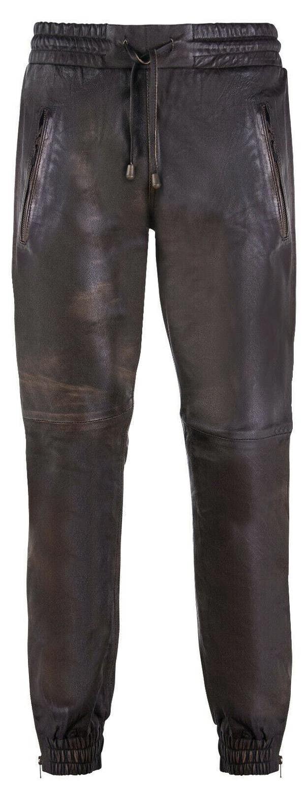 Infinity Leather Mens  Leather Jogging Bottoms-Boston