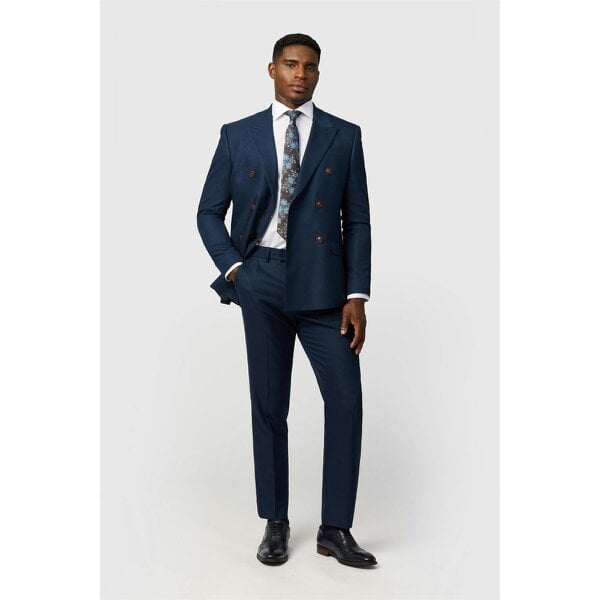 Antique Rogue Slim Fit Blake Navy Texture Double Breasted Jacket