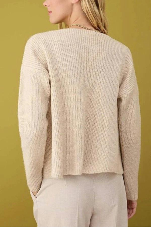 WOVCOR 2-Piece Knit Soft-Textured Blouse-Cardigan Set