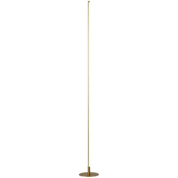 Modern Sleek Stick Style LED Standard Floor Lamp in Brush Gold with Foot Dimmer Image 2