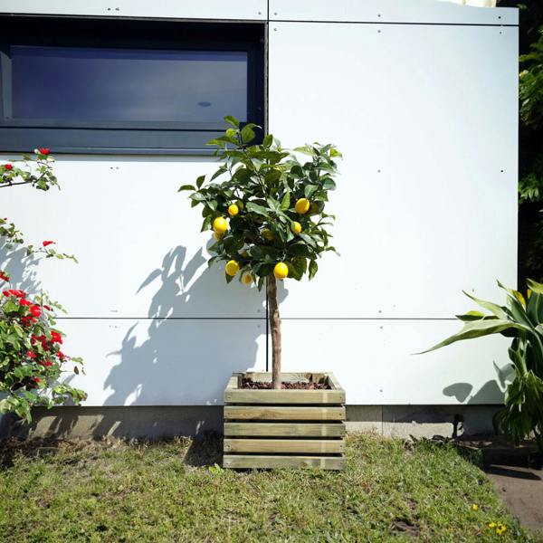 Cerland Kub Square Slatted Planter 40cm x 40cm 30L Modern Square Wooden Planter