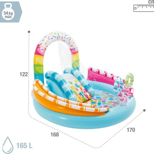 Intex Candy Zone Kids Inflatable Water Play Centre with Slide & Sprinkler
