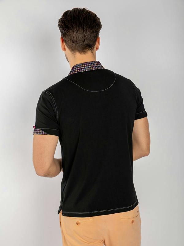 SIGNATURE POLO SHIRT WITH DOGTOOTH INSERT - Claudio Lugli Shirts