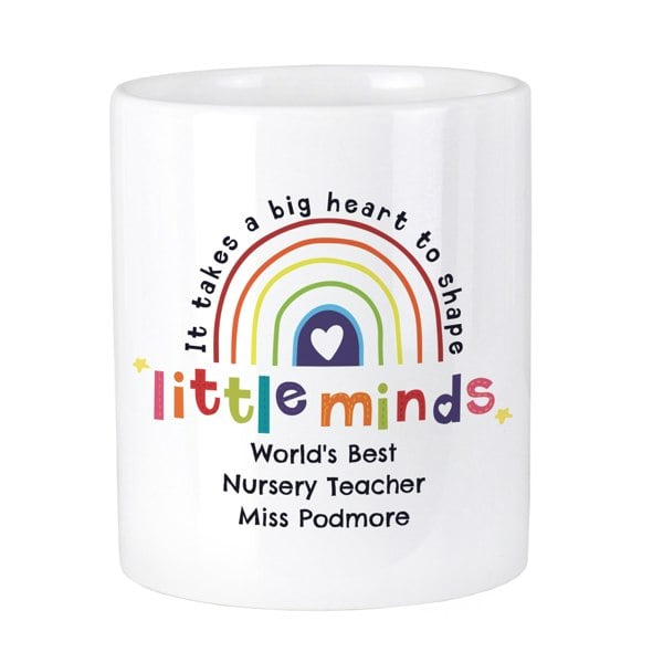 Personalised Memento Company Personalised Shape Little Minds Teachers Ceramic Storage Pot