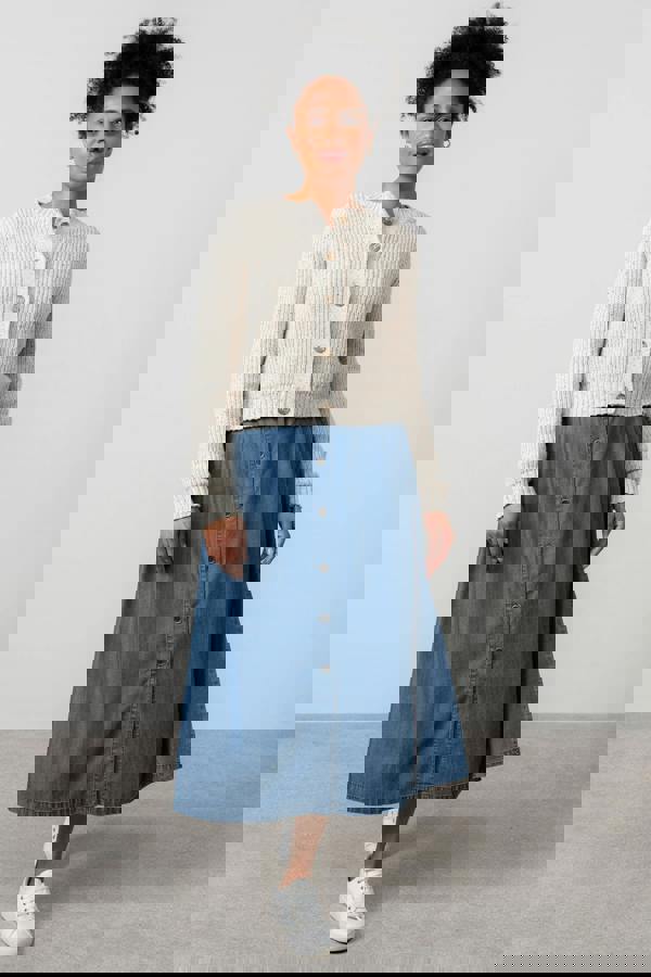 Lily & Me June Ribbed Knit Cardigan Ecru