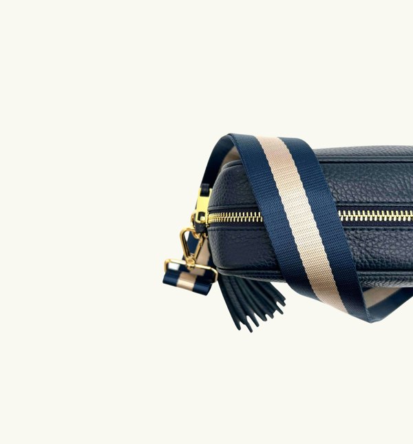 Apatchy London Navy And Gold Stripe Bag Strap