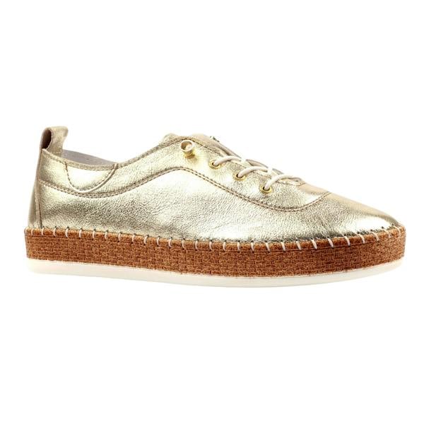 Lunar Womens Evette Leather Soft Plimsolls - Gold