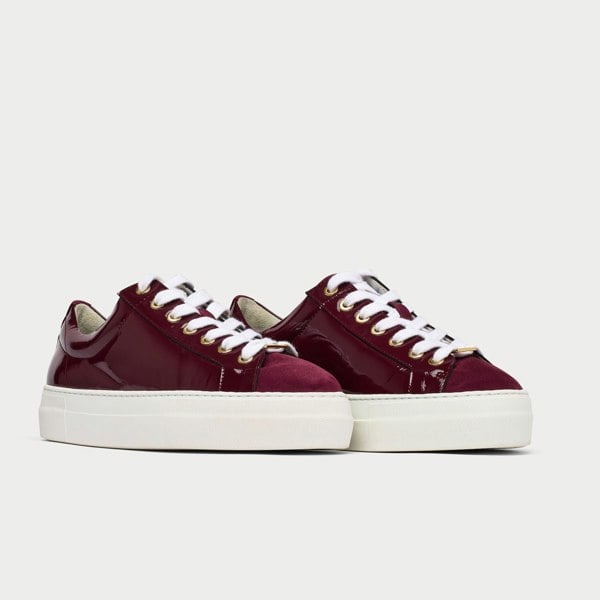 Calla Saturn Trainers - Burgundy Patent Leather & Suede