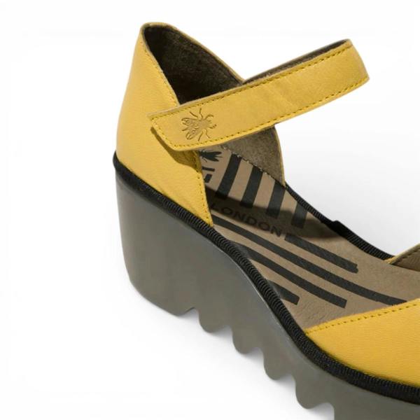Fly London BISO305FLY - Women’s Yellow Leather Wedge Sandals