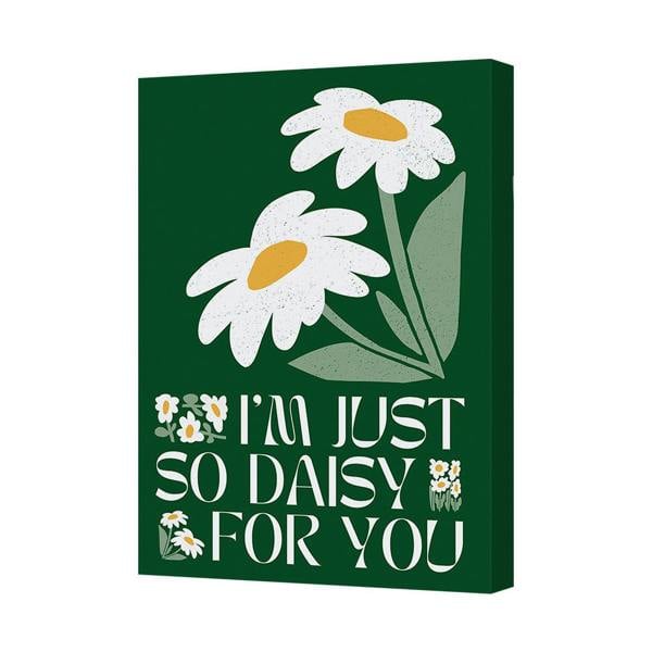 Benjamin Tate Design Daisy Floral Canvas Wall Art Print With Green Background