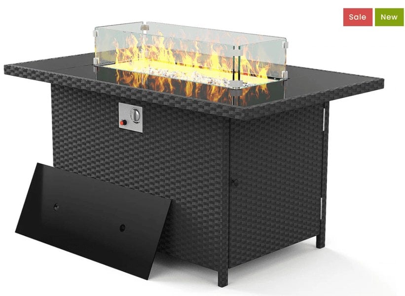 Furnishings For Less Outdoor Rectangular Rattan Fire Pit Table 50000 BTU