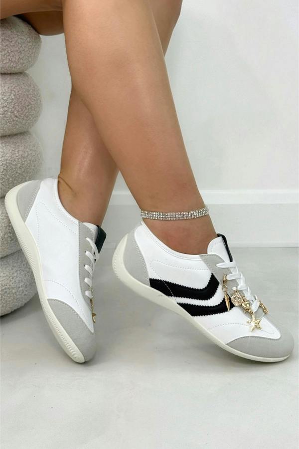 Sparkly Charm Horizon Trainers White, with a closer look at the design details