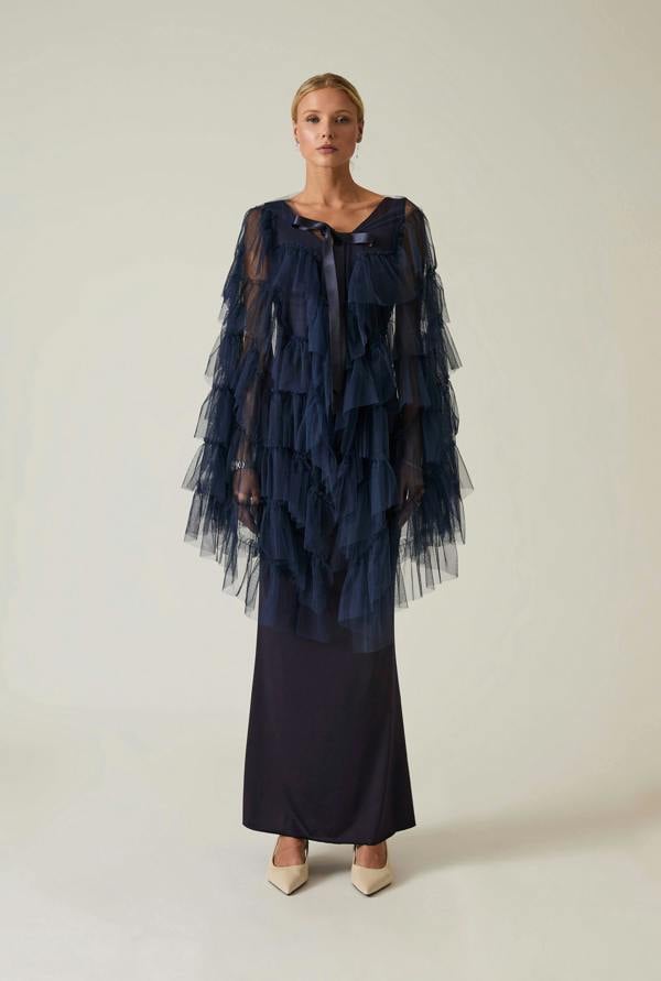 James Lakeland Navy Organza Shawl