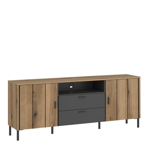 Furniture To Go Arundel TV Cabinet 2 Door 2 Drawer 158cm Wide in Oak/Grey