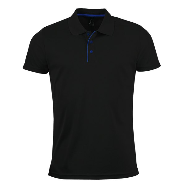 SOLS Mens Performer Short Sleeve Pique Polo Shirt - Black