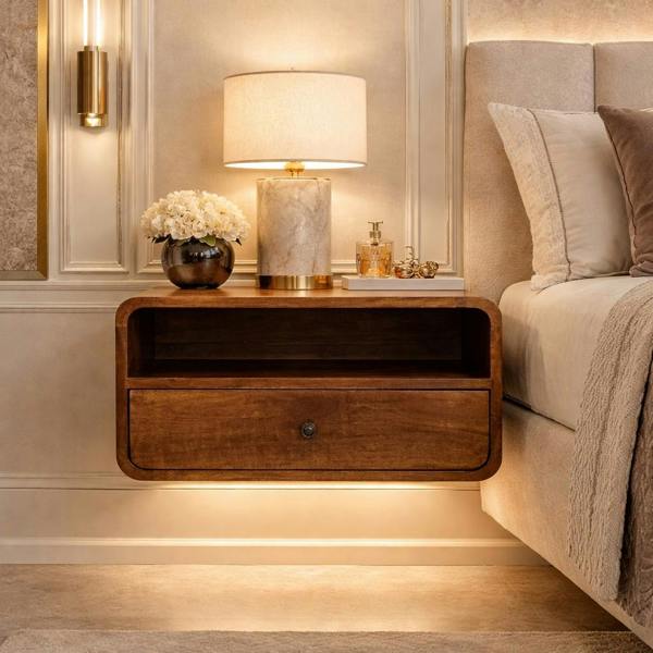 Artisan Furniture Solid Wood Avora Wall-Mounted Chestnut Nightstand