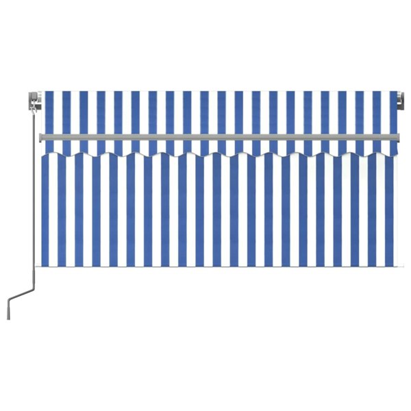 Berkfield Manual Retractable Awning with Blind&LED 3.5x2.5m Blue&White