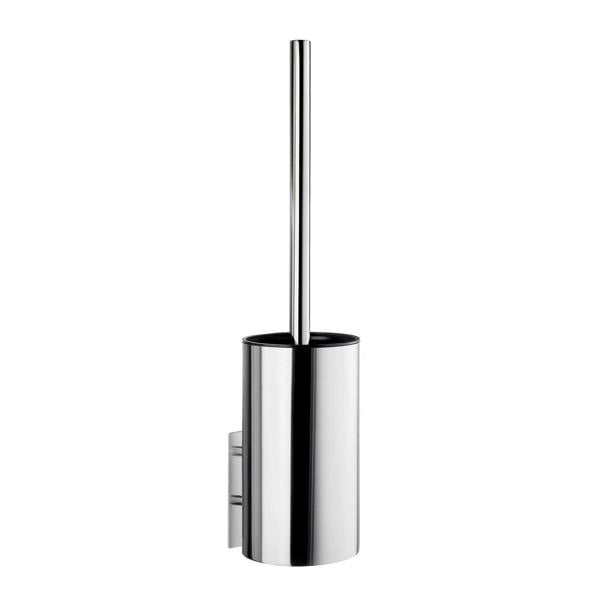 Polished stainless steel toilet brush and holder