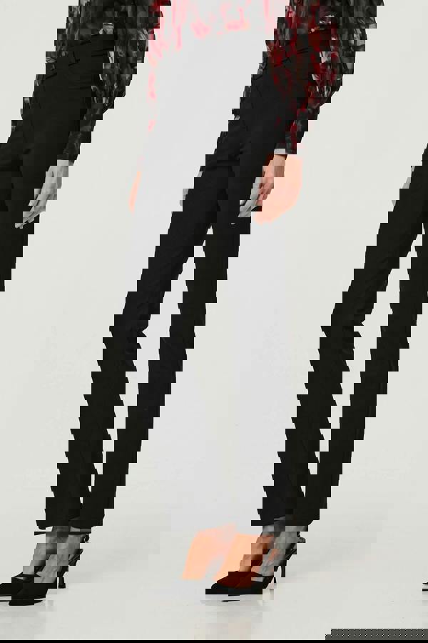 Black | High Waist Slim Flare Smart Trousers