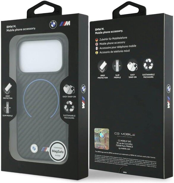 BMW M Carbon Printed Ring Case with MagSafe for iPhone 17/18 Pro 6.3" Black - BMHMP18L26SWPCMKB