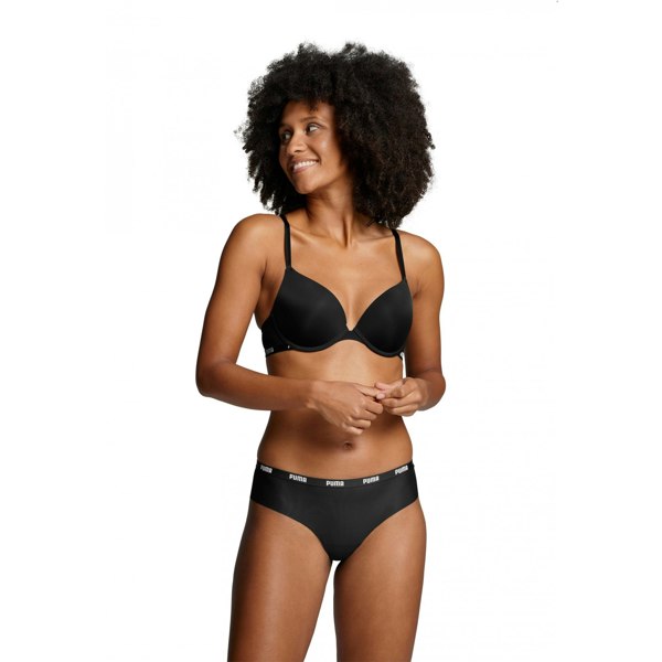 Puma 2-Pack Microfibre Seamless Mid-Rise Brazilian Briefs, Black