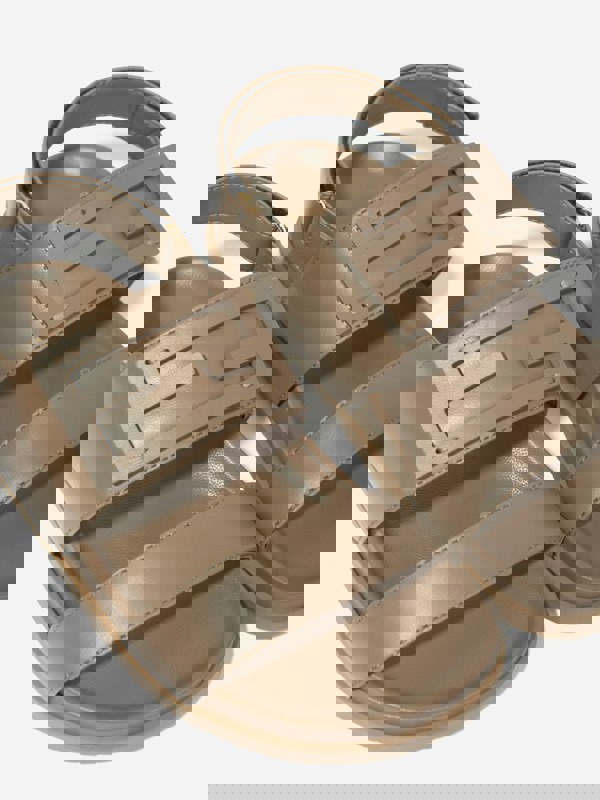 Fendi Kids Leather FF Logo Sandals in Beige