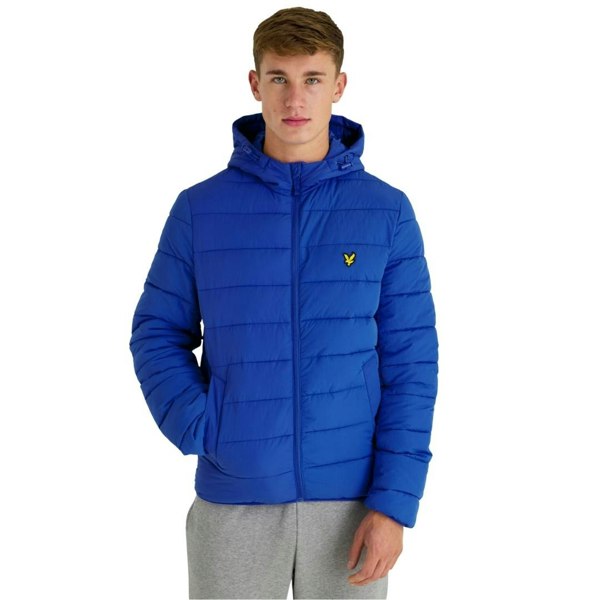 Lyle & Scott Branded Hooded Puffer Jacket - Bright Blue