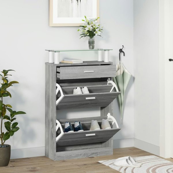 Berkfield Shoe Cabinet Grey Sonoma 63x24x104 cm Engineered Wood